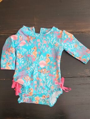 Russell+Hazel Aqua and Pink Sea Life One-Piece Rash Guard